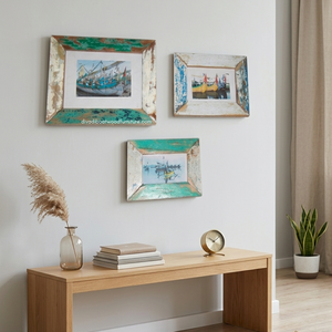 Handcrafted Photo <b>Frame</b> Eco-Friendly Reclaimed Boat Wood Original Color for <b>Wall</b> Home Decoration Living Room Bedroom Wholesale - Product Image 1