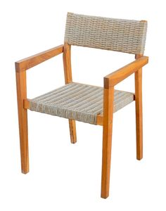 Premium Acacia <b>Wood</b> Dining <b>Chair</b> with Rattan Backrest | Durable Outdoor Seating for Patio, <b>Garden</b> & Hotels - Product Image 1