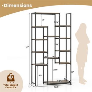 Libreria Moderna Autoportante in Rovere con 12 Ripiani Sfalsati e Struttura in Metallo - Product Image 5
