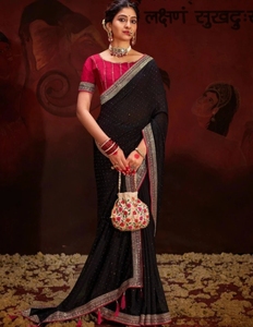 KV Embellished Bollywood Style Silk <b>Blend</b> Saree - Product Image 2