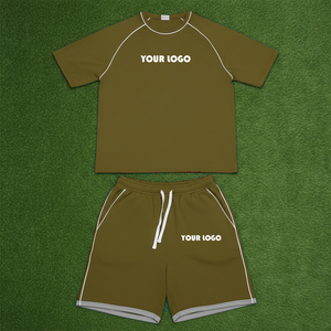 Conjunto de Camiseta y Pantalones Cortos de Algodón 100% Transpirable con Logotipo de Diseño Personalizado, Ropa Urbana de Dos Piezas para Hombre, Moda Urbana OEM, Verano - Product Image 1