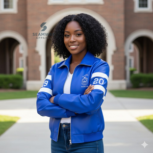 Chaqueta de Cuero PU Zeta Phi Beta Estilo Racing para Mujer, Chaqueta de Motociclista con Bloques de Color, Chaqueta de Carreras de Alta Velocidad - Product Image 5