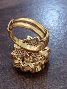 Amaira Jewels Floral Shape <b>Cocktail</b> <b>Ring</b> Moissainite Stone Classic Style 18K <b>Gold</b> Plated Women's Wedding Jewelry From Rajasthan - Product Image 6