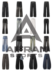 Aifran Sports Vintage Barrel Leg Jeans Men Loose Fit Washed <b>Denim</b> Casual Streetwear Pants Wholesale - Product Image 4
