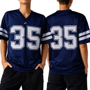 เสื้อฟุตบอลอเมริกันสีกรมท่า ระบายอากาศได้ดี แขนสั้น สำหรับฤดูร้อน พิมพ์ลายดิจิทัล สำหรับผู้ใหญ่ ใส่ได้ทั้งชายและหญิง - Product Image 6