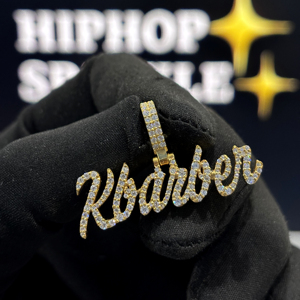 <b>Custom</b> <b>Name</b> Pendant 925 Sterling Silver VVS Moissanite Iced Hip Hop Micro Pave Charm <b>Necklace</b> Unisex SPARKLE - Product Image 4