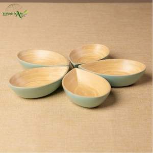 Elegante Juego de Tazones de Bambú en Forma de Hoja, Ecológico, para Servir Aperitivos, Postres y Decoración de Mesa - Product Image 1