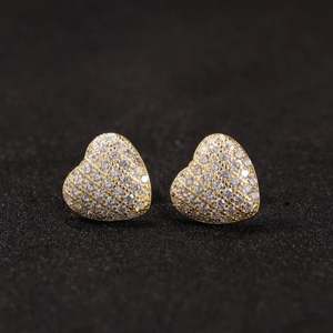 Heart Shapes Round Cut Moissanite Romantic Stud Earrings 925 Silver For Women's <b>Bride</b> Choice For Wedding Parties Jewelry - Product Image 3