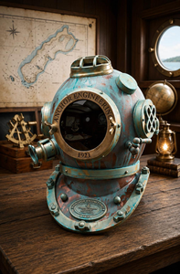 Réplique de casque de plongée de la marine américaine Green Mark V, casque de plongée sous-marine en métal, décoration maritime, objet de collection - Product Image 5