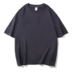 เสื้อยืดแขนสั้นคอกลมทรงหลวมผ้าฝ้ายแท้ 220 กรัม สำหรับผู้ชายและผู้หญิง สีพื้นเรียบง่าย ไหล่ตก - Product Image 1