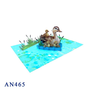 Tarjeta Pop-up Familiar de Patos Estilo Animal Hecha a Mano en Vietnam, Diseño Personalizado, Impresión Offset, Papel Artesanal - Product Image 3