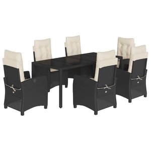 Set da Pranzo da Giardino in Rattan Nero per 6 Persone, Resistente alle Intemperie, Design Contemporaneo - Product Image 2