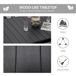 Tavolo da Pranzo da Esterno in Alluminio Leggero e Moderno per 6 Persone, Design Pieghevole Rettangolare Nero per Giardino, Prato e Cortile - Product Image 4