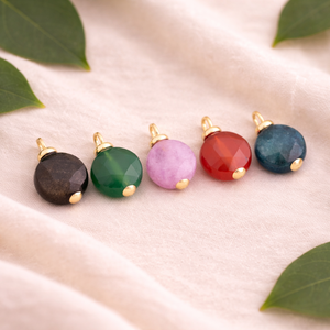 Pendentif rond en quartz aigue-marine plaqué or, serti clos, pierre précieuse facettée, élégant connecteur de bijoux fait main, vente en gros - Product Image 2