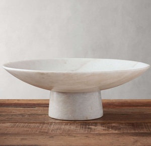 Nouvelle coupelle décorative en marbre travertin de luxe avec bord sculpté, bol à fruits classique en pierre, centre de table, bol de service pour table à manger - Product Image 3
