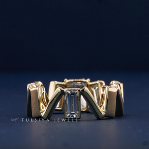 Élégante bague en or blanc 14 carats avec diamant de laboratoire pour homme, design minimaliste contemporain, alliance de mariage avec pierres étincelantes brillantes, fiançailles - Product Image 4