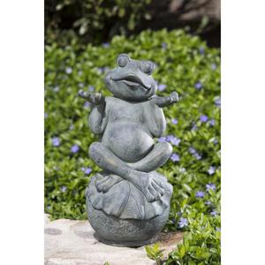 Sculpture de grenouilles en métal faites à la main pour jardin extérieur, famille de grenouilles lisant sur un banc, ornement décoratif, finition patine verte antique - Product Image 2