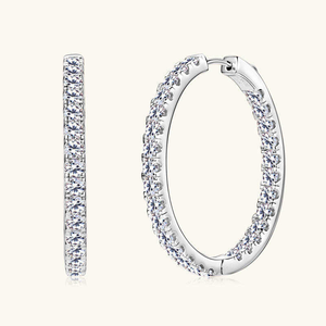 Pendientes de Aro de Lujo con Diamantes de Moissanita, Corte Redondo, Engaste Pavé, Plata 925, Joyería Fina, Regalo de Boda Nupcial, Pendientes Elegantes y Brillantes - Product Image 4
