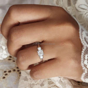 IGI/GIA Lab Grown Princess Cut Diamond Vintage 14K oro blanco boda/aniversario anillo Unisex para fiesta de compromiso anillos finos - Product Image 1