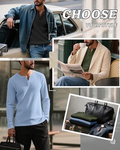 Camisa Henley de punto gofrado para hombre Warpro, manga larga, transpirable, térmica, informal, con botones, ropa al por mayor OEM para hombre - Product Image 2