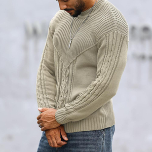 NURJENNA INDUSTRIES New Fashion Men's Winter <b>Pullover</b> <b>Sweaters</b> Long Sleeve Crew-Neck Breathable 100% Wool Solid Slim Fit Knit - Product Image 2
