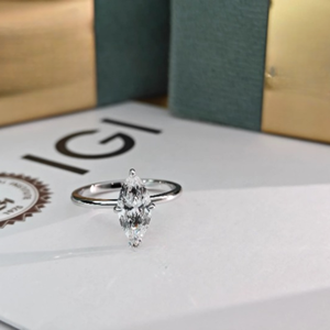 Elegante Anillo de Compromiso con Diamante Cultivado en Laboratorio, Corte Marquesa, para Mujer, Certificado IGI, Oro de 14K, Joyería de Lujo para Boda, Regalo - Product Image 1
