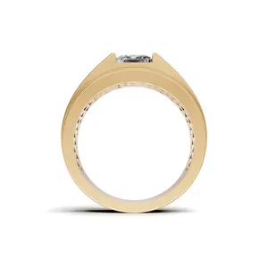 Hadrian Emerald Men Lab Grown <b>Diamond</b> <b>Ring</b> Round & Emerald Cut <b>Diamond</b> <b>Ring</b> in Yellow Gold 9 Stone Pieces of <b>Ring</b> - Product Image 5