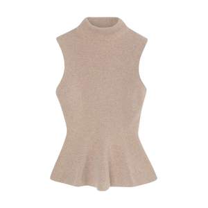 Débardeur court sans manches en maille côtelée à col roulé et peplum pour femme, coupe ajustée, élégant et décontracté, avec logo personnalisé sur le devant - Product Image 6