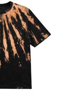 Camiseta Personalizada Negra con Efecto Tie-Dye para Hombre, Algodón, Cuello Redondo, Manga Corta, Estilo Vintage Lavado, Casual, Streetwear, OEM, Venta al por Mayor, Exportación - Product Image 2