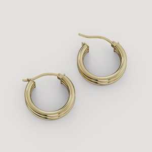 8mm Double Row <b>Huggie</b> Hoop Earrings Wholesale 14k 18k <b>Solid</b> <b>Gold</b> Bar Hinged Luxury Minimalist Everyday Wear Jewelry Manufacturer - Product Image 3