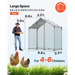 Gallinero Metálico Grande de 6.6 x 3.3 x 6.6 pies con Cubierta Impermeable, Estructura Resistente, Techo de Campana, Jaula para Aves de Corral para Patio Trasero - Product Image 2