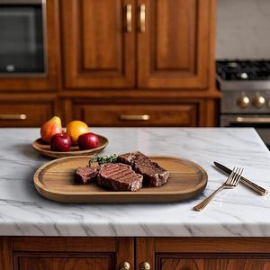 Modern Marble Look Wooden Decorative Serving Tray & Platter Rectangular Display Plate for Home Table Decor Wedding Occasions - Product Image 2