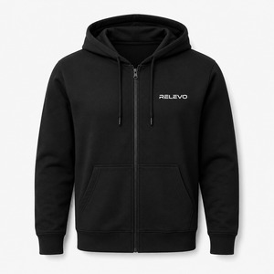 Wholesale Custom Oversized Full Zip Hoodie Unisex Solid Color Knitted Sweatshirt Casual Autumn Winter Zip Up Hoodie - Product Image 4