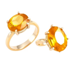 เครื่องประดับที่ดีผู้หญิงเครื่องประดับที่มีสีสันสีเหลือง Zirconia รูปไข่อัญมณีแหวนผู้หญิงสำหรับสุภาพสตรี - Product Image 1