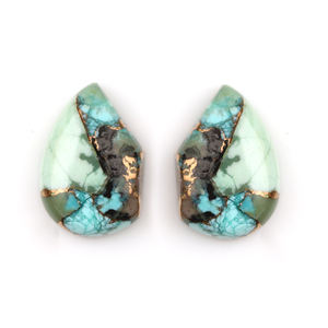 Cabochon de chrysocolle naturelle de qualité supérieure, calibré, 10x15mm, forme fantaisie, dos plat, pierre précieuse en vrac pour la fabrication de bijoux, fournitures en gros - Product Image 1