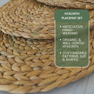 Eco-friendly Hyacinth <b>Woven</b> <b>Placemats</b> Natural Round Braided Water Hyacinth Weave Tablemats for Sale for Presentations - Product Image 4
