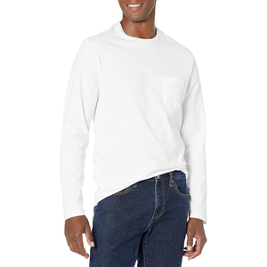 2026 Trending Men's Navy Blue Long Sleeve Crew Neck T-Shirt Loose Fit Casual Knitted Polyester/Cotton Winter Embroidered - Product Image 4