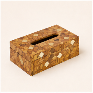 Handcrafted Geometric Wooden Inlay <b>Tissue</b> Box Cover Luxurious Eco-Friendly Rectangular <b>Tissue</b> Holder For Home Office And Hotels - Product Image 1
