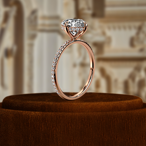 Bague de fiançailles en diamant de laboratoire 1 carat taille ovale certifiée IGI en or blanc 14K, bague de mariage, bague pavée avec halo caché - Product Image 3