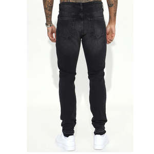 กางเกงยีนส์เดนิมทรงตรงเอวกลางสำหรับผู้ชาย ราคาส่งถูก รับผลิตตามแบบ OEM คุณภาพสูง ยืดได้ ทรงปกติ แต่งขาดสไตล์ไฮสตรีท - Product Image 6