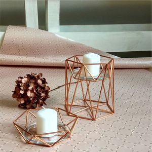 Modern Geometric Iron Wire Pillar Candle Holder Nordic Black Metal <b>Tealight</b> <b>Lantern</b> for Wedding Table Decor Home Centerpiece - Product Image 5