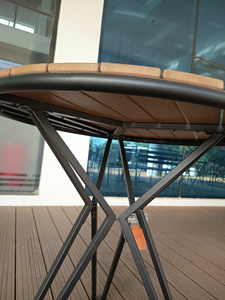 Mesa de centro moderna con tablero de listones de PS, patas de metal con revestimiento, listones de PS, fácil de limpiar, muebles para el hogar, mesa de comedor - Product Image 2