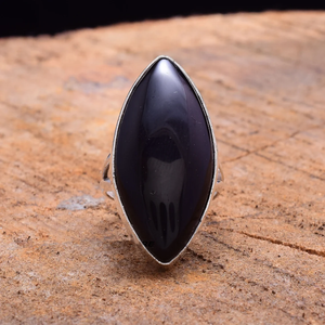 แหวนทำมือจากหินออนิกซ์สีดำ แหวนเงินประดับพลอยออนิกซ์ธรรมชาติ เครื่องประดับดีไซน์โดดเด่น - Product Image 2
