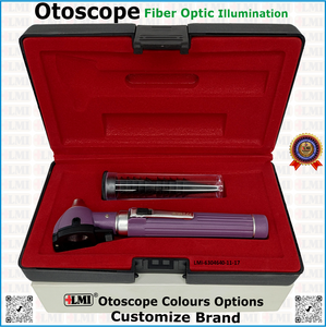 Premium Manual Fiber Optic Otoscope Instrument Set Class I Purple Medical Device Reusable Lightweight for Clinical Examination - Product Image 3