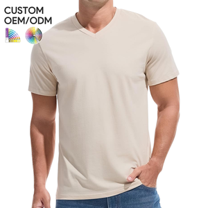 T-shirt à manches courtes en coton 100% pour homme, tricot uni, impression sérigraphique personnalisée sur le devant, logo OEM/ODM, doux, respirant, séchage rapide - Product Image 3