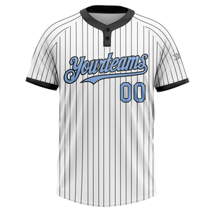 Maillot de softball unisexe personnalisé imprimé par transfert thermique 100 % polyester respirant à manches courtes et bretelles convertibles avec deux boutons pour équipe - Product Image 2