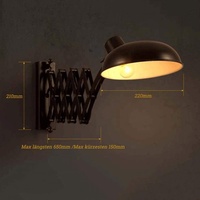 Lampe murale industrielle en fer avec bras télescopique réglable, bras flexible orientable, base d'ampoule E26, angle réglable