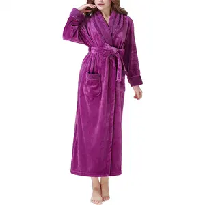 Top Selling Hilton Hotel Flannel Fleece Bathrobes For Men Or Women Best Quality Non-sexual Solid Color Coral Fleece Bathrobe For