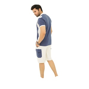 <b>Men</b> Blue <b>White</b> Color Block Polo Shirt Shorts Summer Set Casual Short Sleeve Button Up Collar Breathable Cotton Lightweight 2026 - Product Image 2