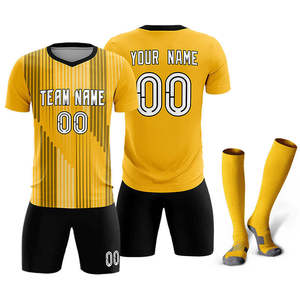Custom Purple Yellow Soccer Jersey Set V-Neck Short Sleeve Sublimated Breathable Unisex Adult Team Apparel - Product Image 1